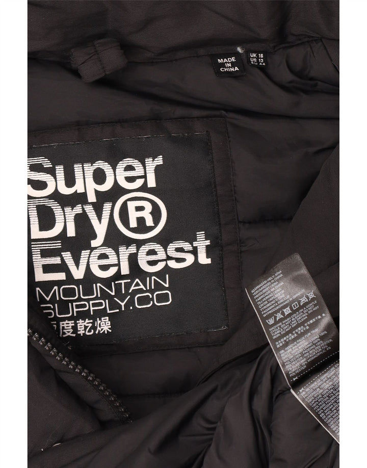 Jaqueta Parka Superdry Feminina com Capuz Oversized Reino Unido 16 Grande Nylon Preto