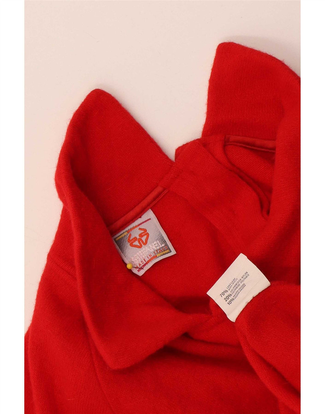 Suéter feminino Stefanel com gola polo grande e grande, Reino Unido 14, médio, vermelho