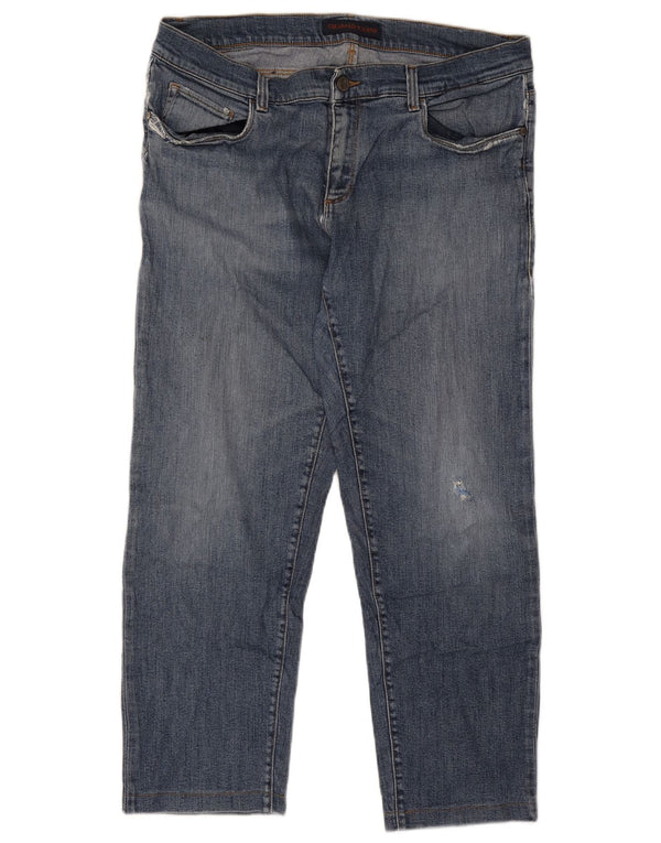 Trussardi Calça jeans masculina desgastada IT 51 grande W37 L26 azul