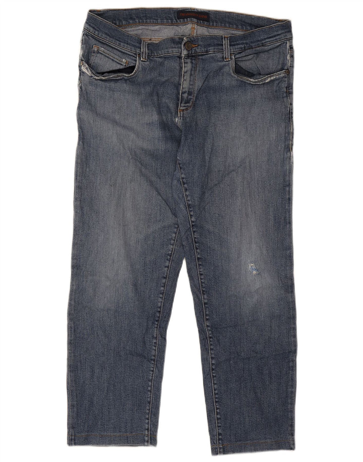 Trussardi Calça jeans masculina desgastada IT 51 grande W37 L26 azul