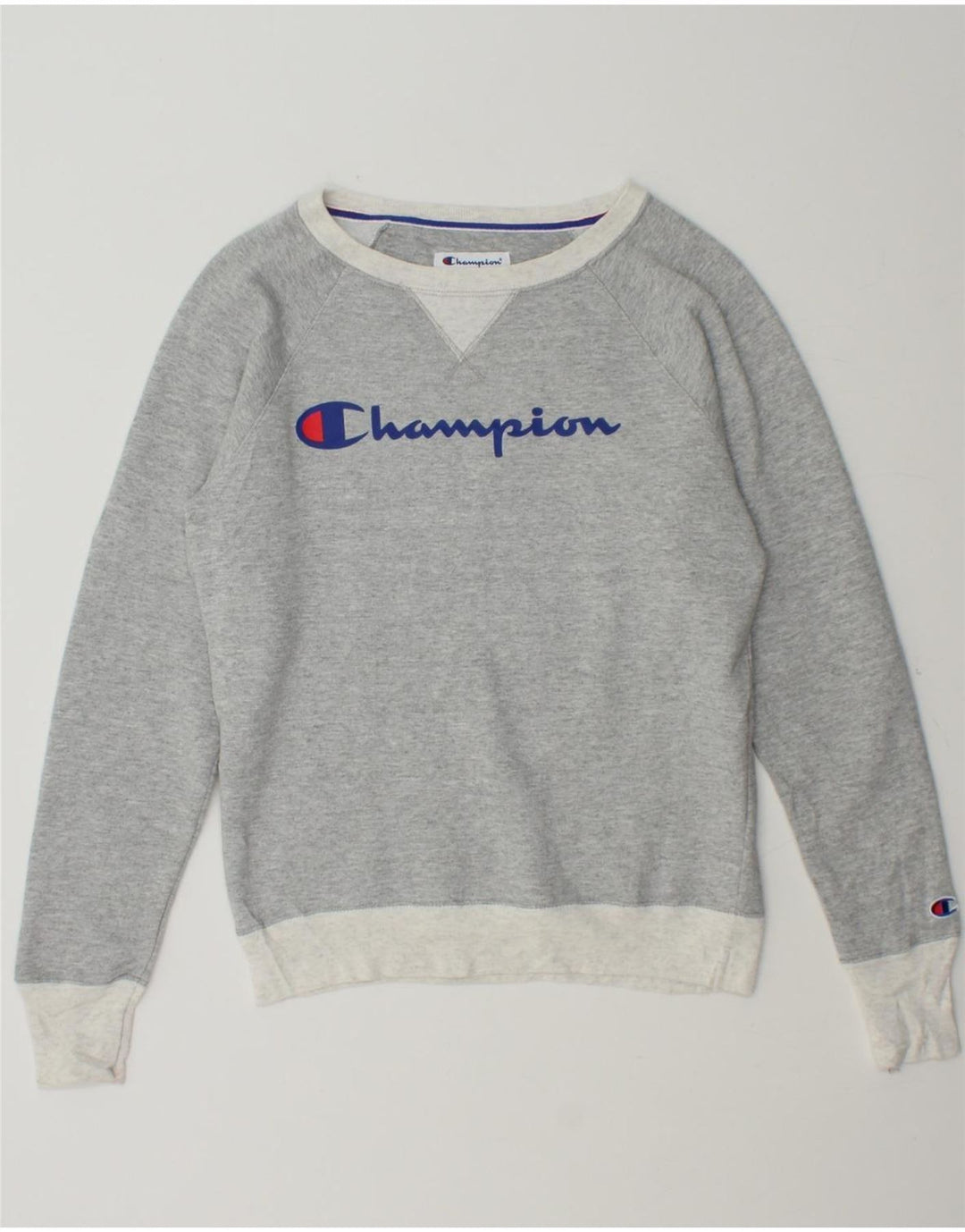 CHAMPION Womens Graphic Sweatshirt Jumper UK 6 XS Grey Cotton Vintage Champion and Second-Hand Champion from Messina Hembry 