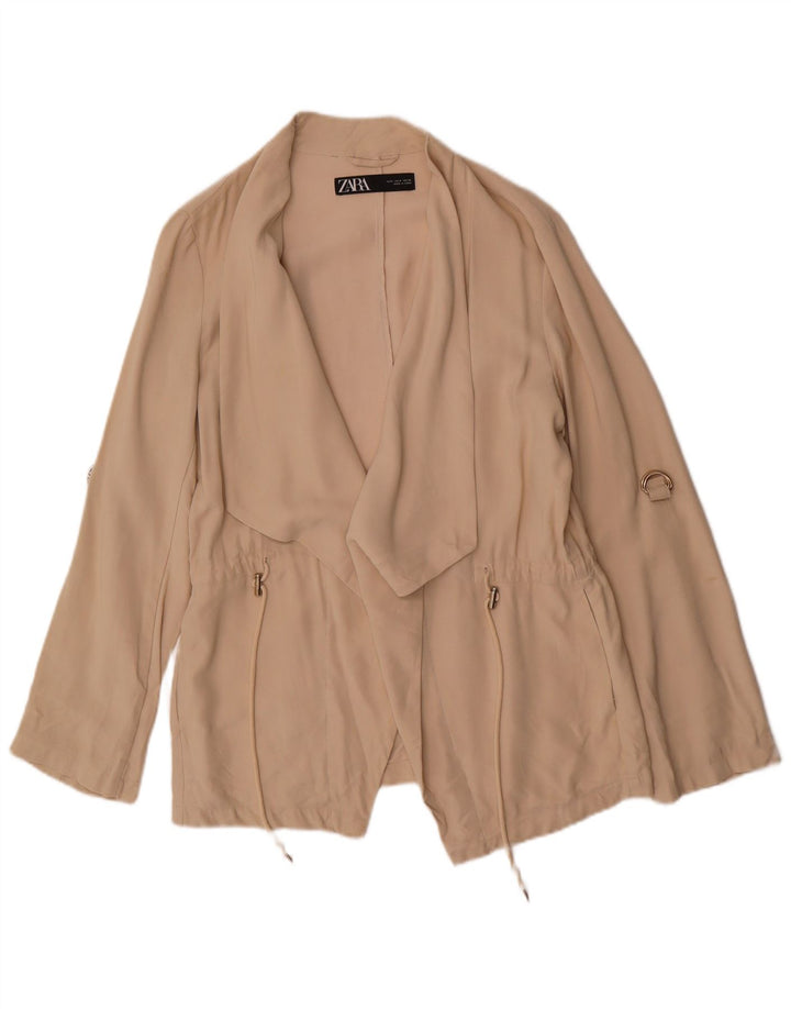 Zara Womens Oversized Bomber Jacket UK 10 Pequeno Bege