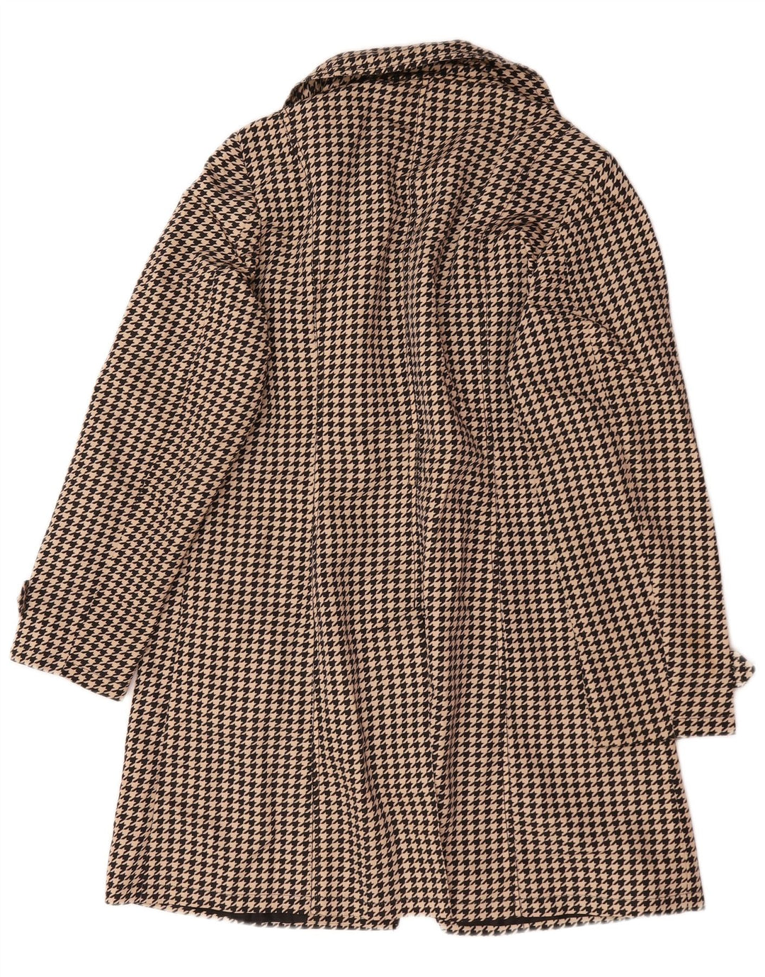 Casaco impermeável feminino Marks & Spencer Reino Unido 14 grande poliéster bege Houndstooth