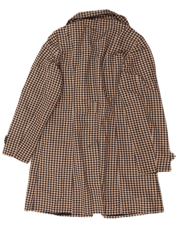 Casaco impermeável feminino Marks & Spencer Reino Unido 14 grande poliéster bege Houndstooth