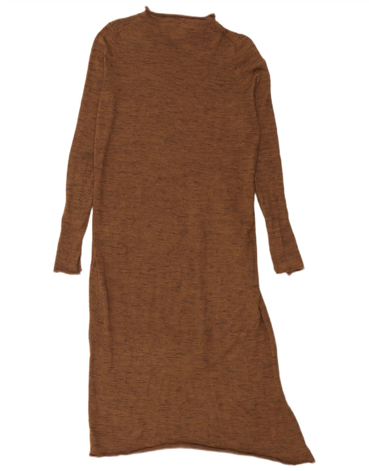 Vestido jumper assimétrico feminino Zara Reino Unido 10 pequeno poliéster marrom