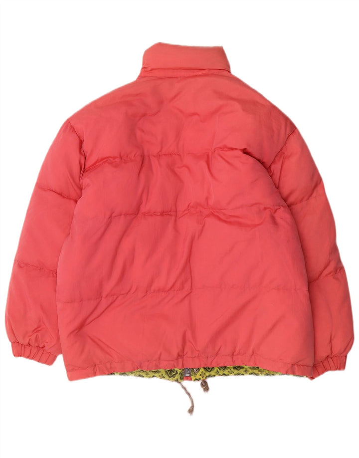 Jaqueta acolchoada masculina vintage de ajuste solto IT 46 pequena poliamida floral rosa