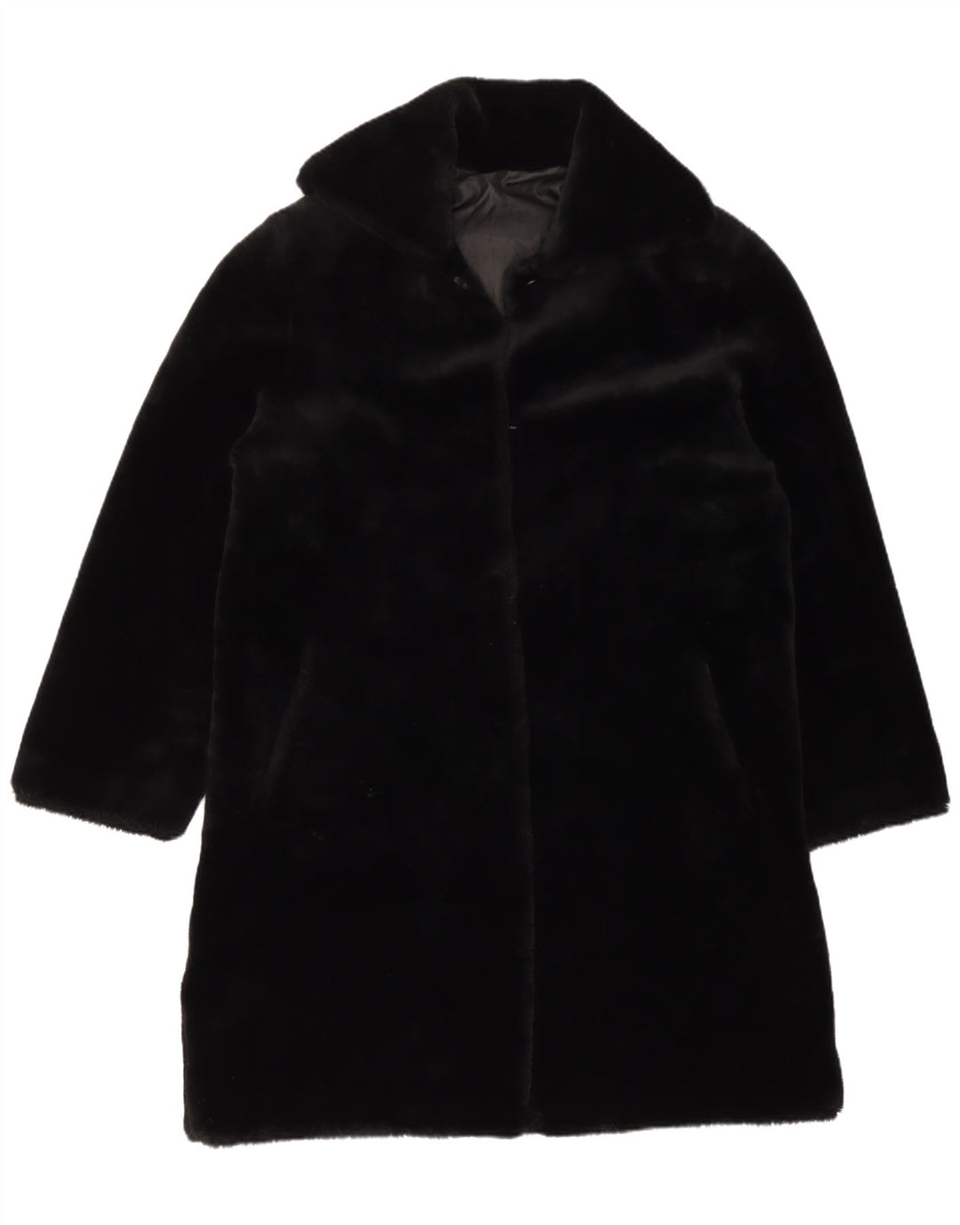 Sobretudo de veludo feminino vintage Reino Unido 14 grande acrílico preto