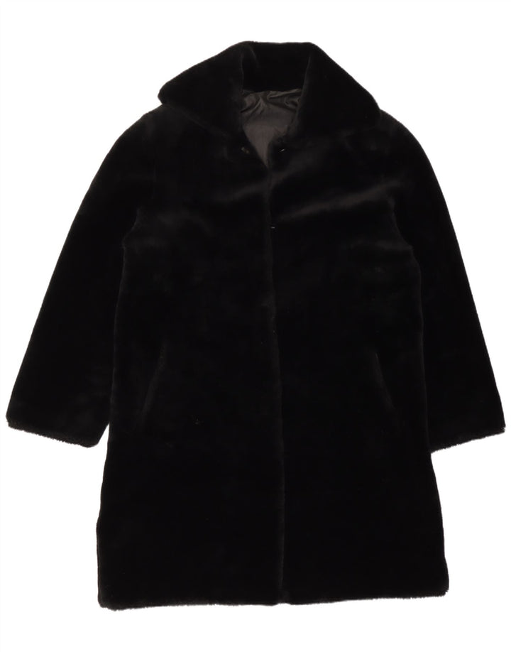 Sobretudo de veludo feminino vintage Reino Unido 14 grande acrílico preto