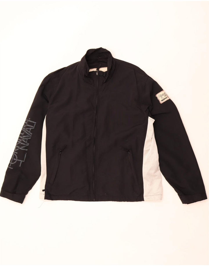 Jaqueta de chuva masculina Murphy & Nye gráfica Reino Unido 36 pequeno bloco colorido preto de nylon