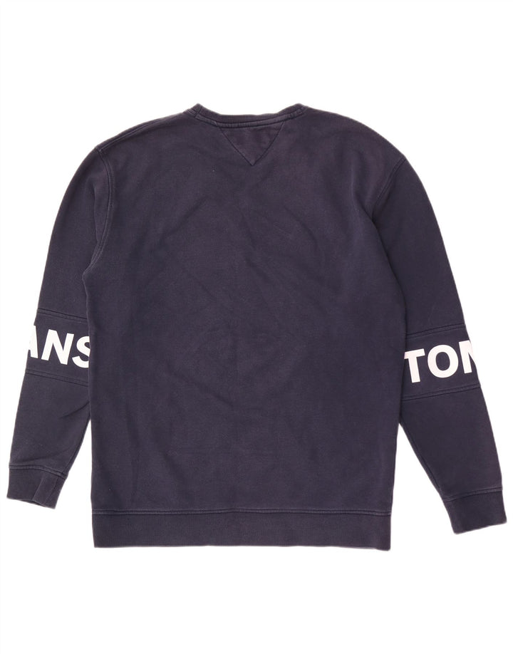 TOMMY HILFIGER Masculino gráfico relaxado ajuste moletom jumper médio azul marinho
