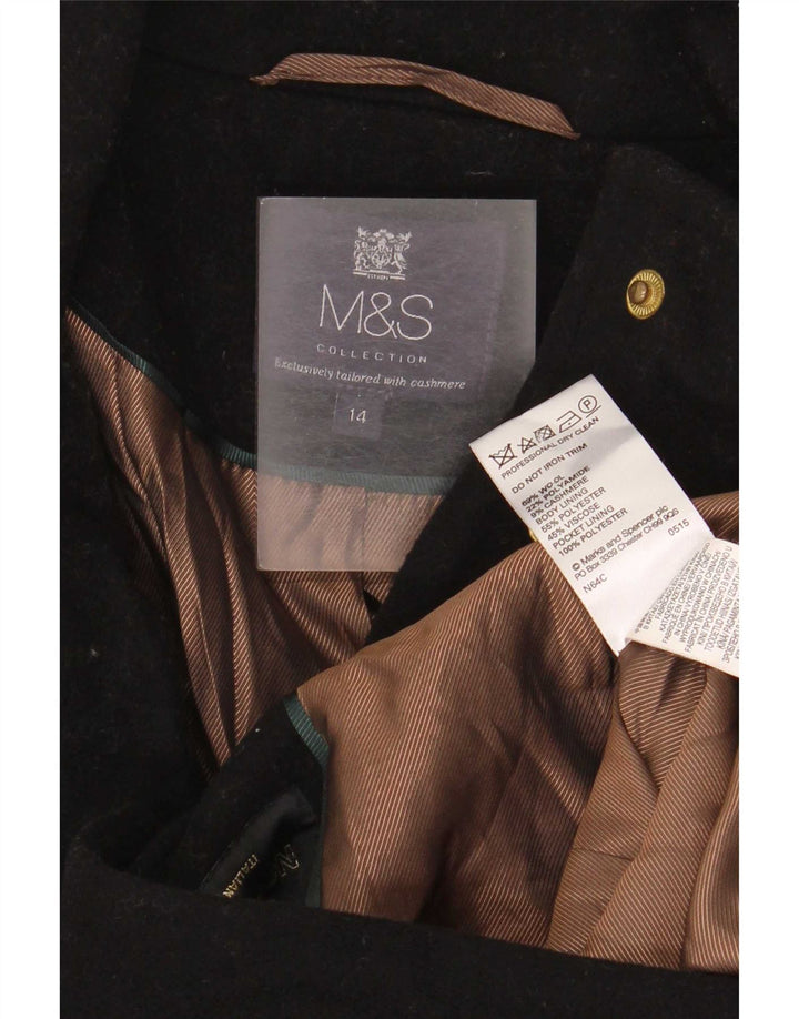 Sobretudo feminino Marks & Spencer UK 14 grande lã preta