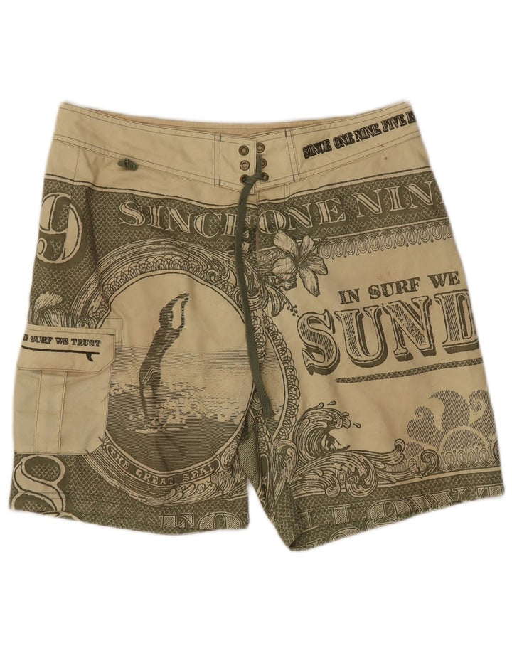 Shorts de natação masculino SUNDEK gráfico verde médio poliéster