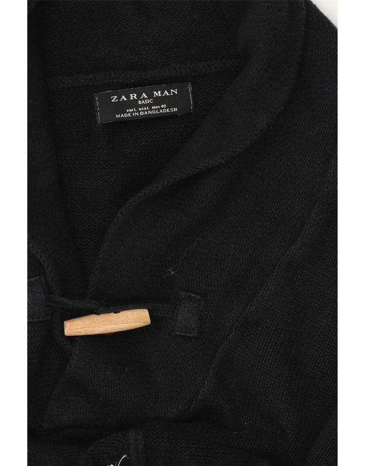 Suéter masculino Zara com gola xale e algodão preto grande
