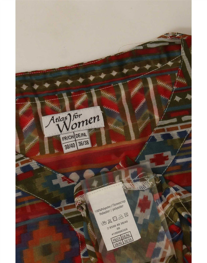 Blusa feminina vintage EU 38/40 média multicolorida geométrica