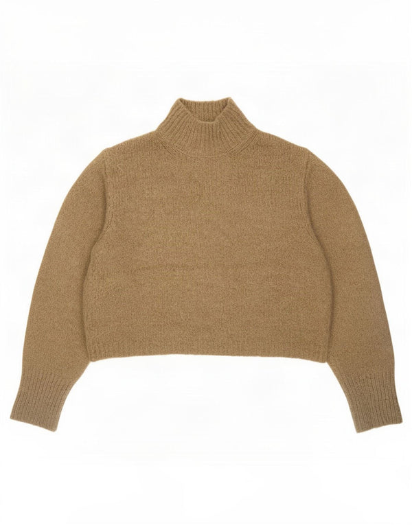 Suéter feminino Zara com gola tartaruga e gola redonda Reino Unido 18 XL marrom acrílico