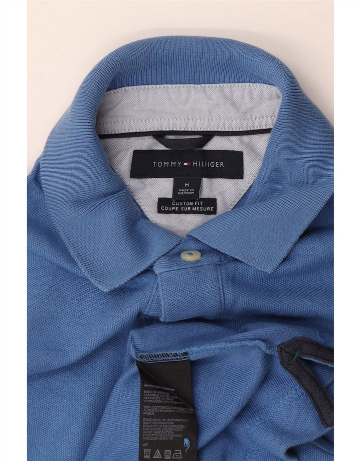 Camisa polo masculina TOMMY HILFIGER Custom Fit algodão azul médio