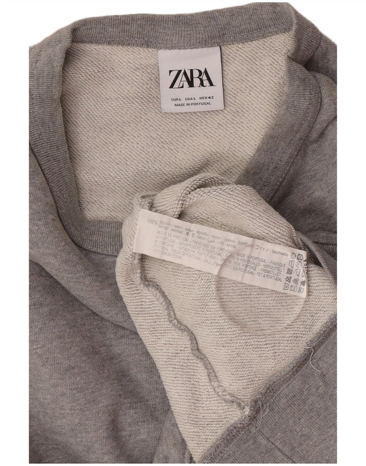 Zara Moletom Masculino Jumper Grande Algodão Cinza