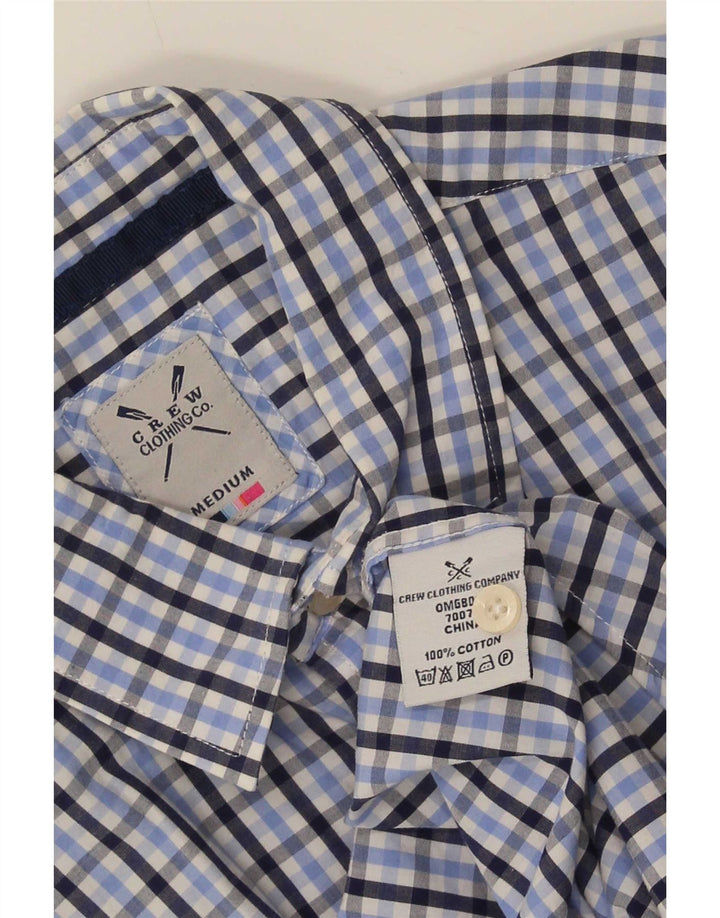 Crew Clothing Camisa masculina de manga curta azul médio algodão guingão