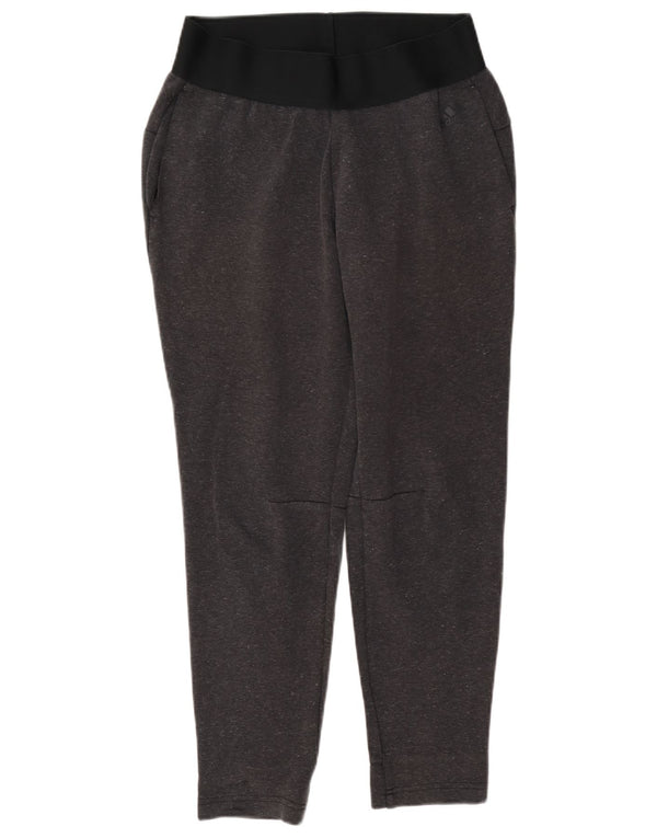 Calça de treino feminina Adidas UK 8/10 pequena cinza colorblock algodão