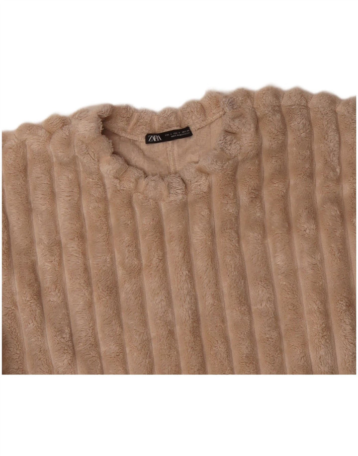 ZARA Womens Oversized Fleece Jumper Reino Unido 10 Pequeno Bege