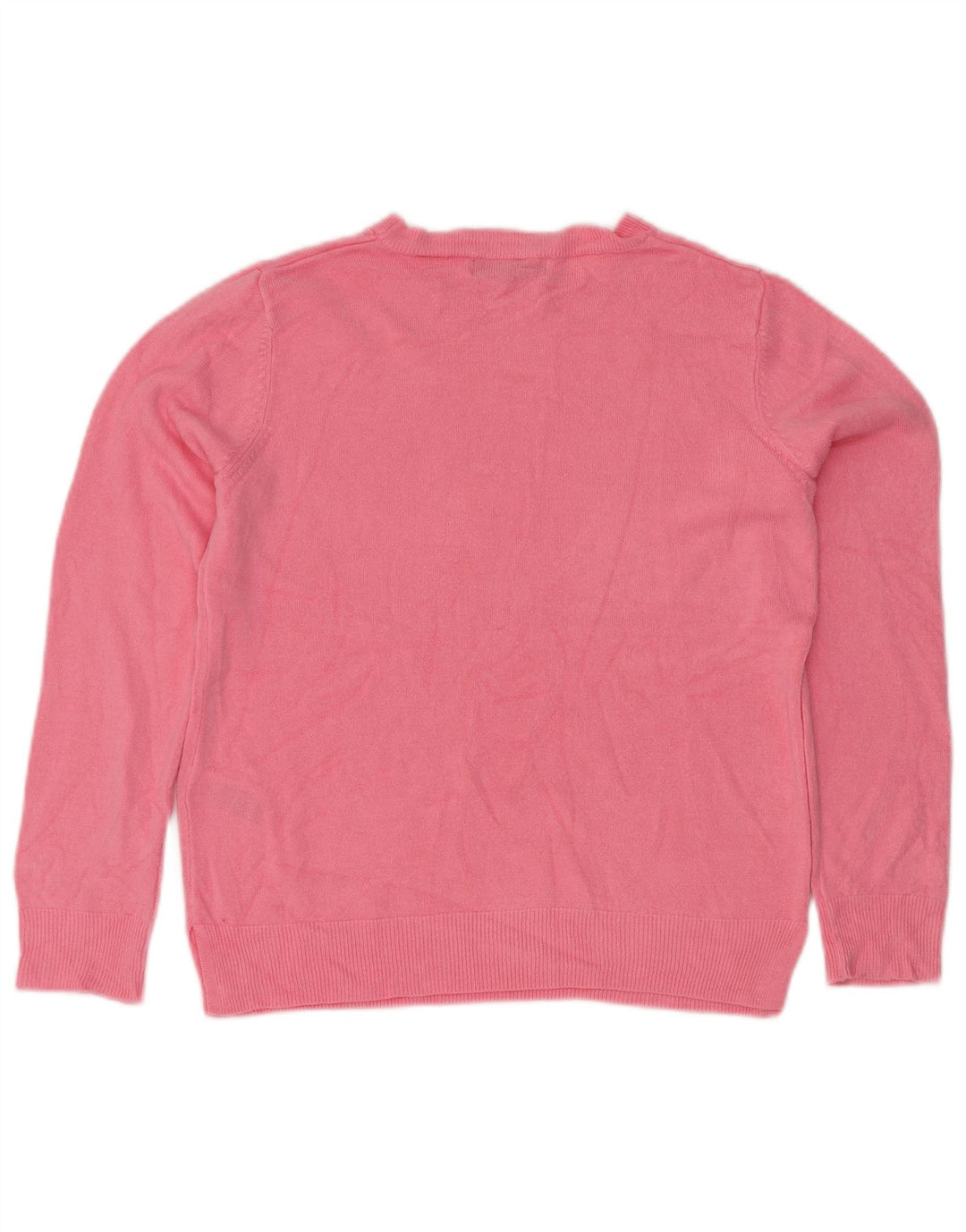 Suéter feminino MARKS & SPENCER com gola redonda UK 12 acrílico rosa médio