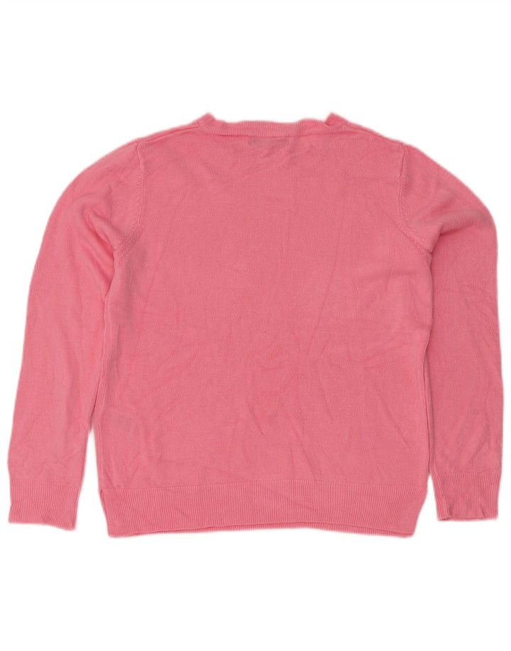 Suéter feminino MARKS & SPENCER com gola redonda UK 12 acrílico rosa médio