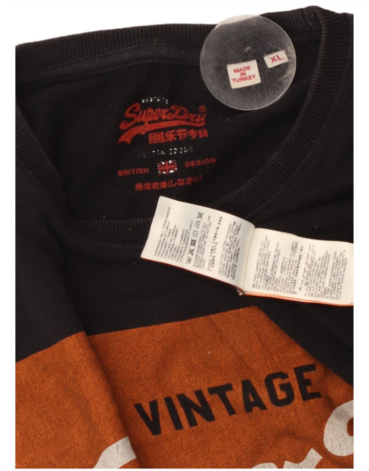 Camiseta gráfica masculina Superdry Top XL algodão preto