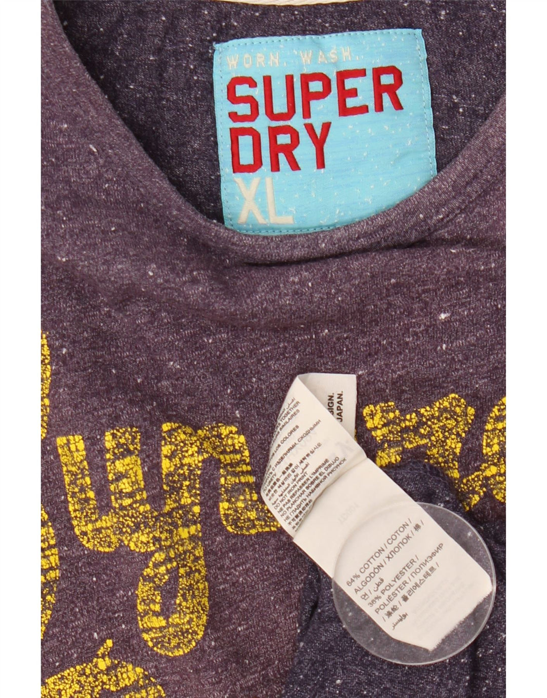 Camiseta feminina SUPERDRY Riders Graphic UK 18 XL algodão manchado roxo