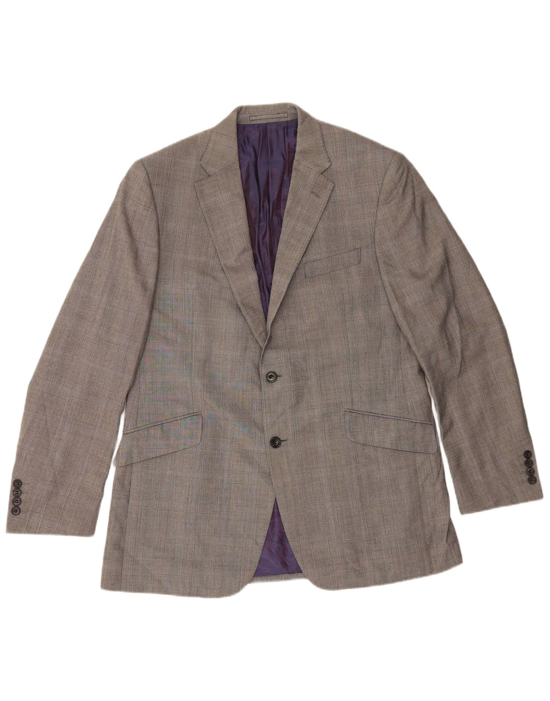 Jaqueta blazer masculina de 2 botões Marks & Spencer Reino Unido 42 grande lã xadrez cinza