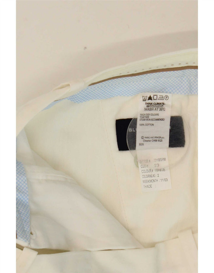 Shorts feminino Marks & Spencer Blue Harbor Chino W32 grande algodão branco