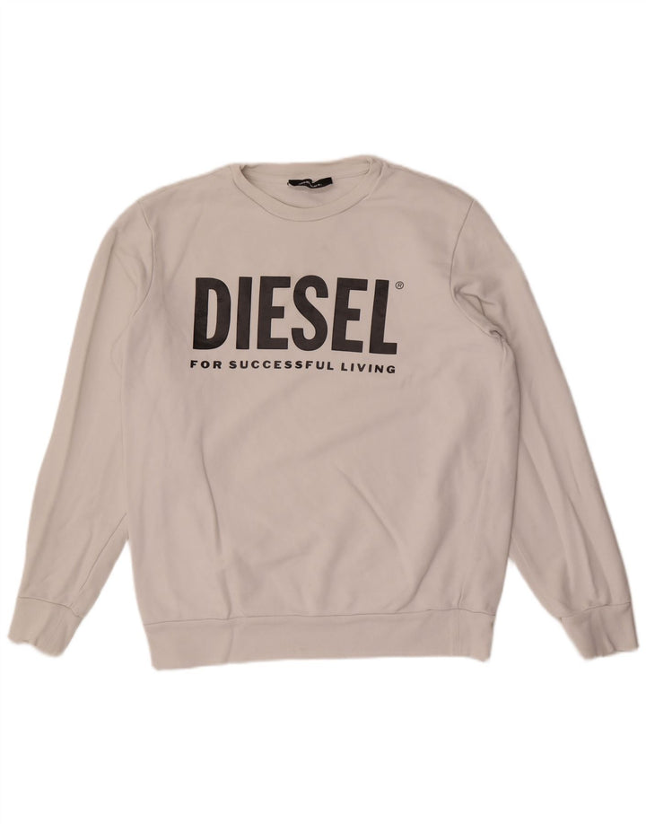 Diesel masculino moletom gráfico jumper grande algodão branco