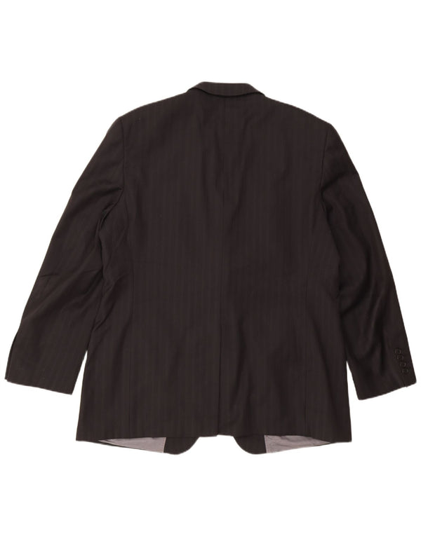 Jaqueta blazer masculina Ted Baker com 2 botões Reino Unido 46 3XL lã listrada preta