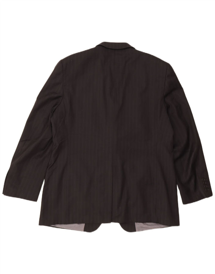 Jaqueta blazer masculina Ted Baker com 2 botões Reino Unido 46 3XL lã listrada preta