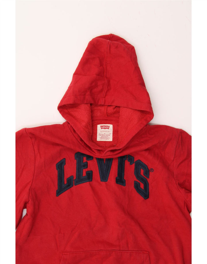 LEVI'S Boys Graphic Hoodie Jumper 12-13 Years Large Red Cotton Vintage Levi's and Second-Hand Levi's from Messina Hembry 