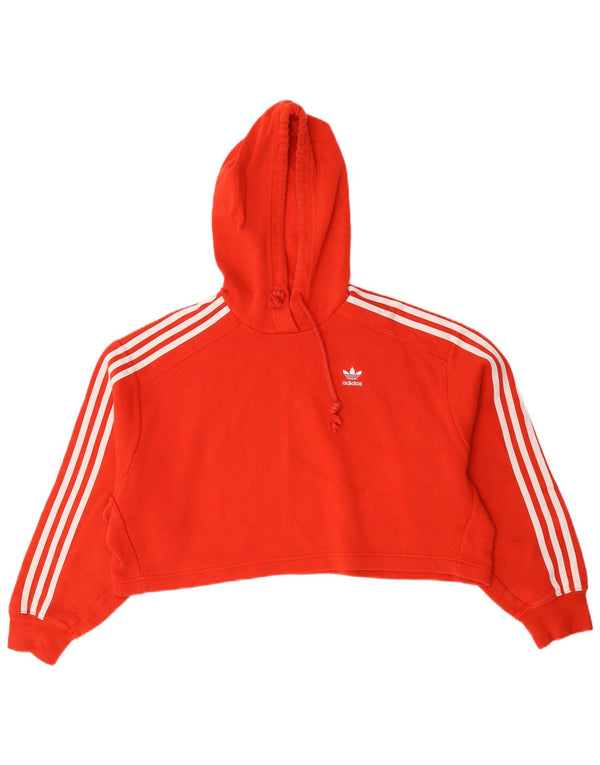 Adidas Womens Crop Oversized Hoodie Jumper Reino Unido 10 Pequeno Algodão Vermelho