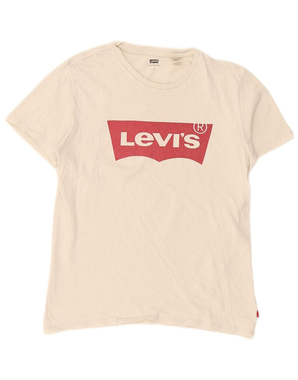 Camiseta feminina Levi's Oversized Graphic UK 10 pequena branca