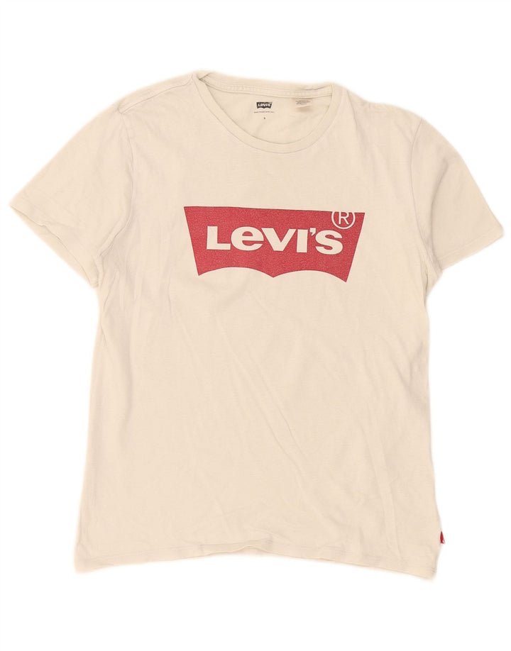Camiseta feminina Levi's Oversized Graphic UK 10 pequena branca