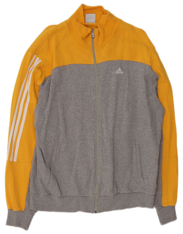 ADIDAS Mens Tracksuit Top Jacket XL Cinza Colourblock Algodão