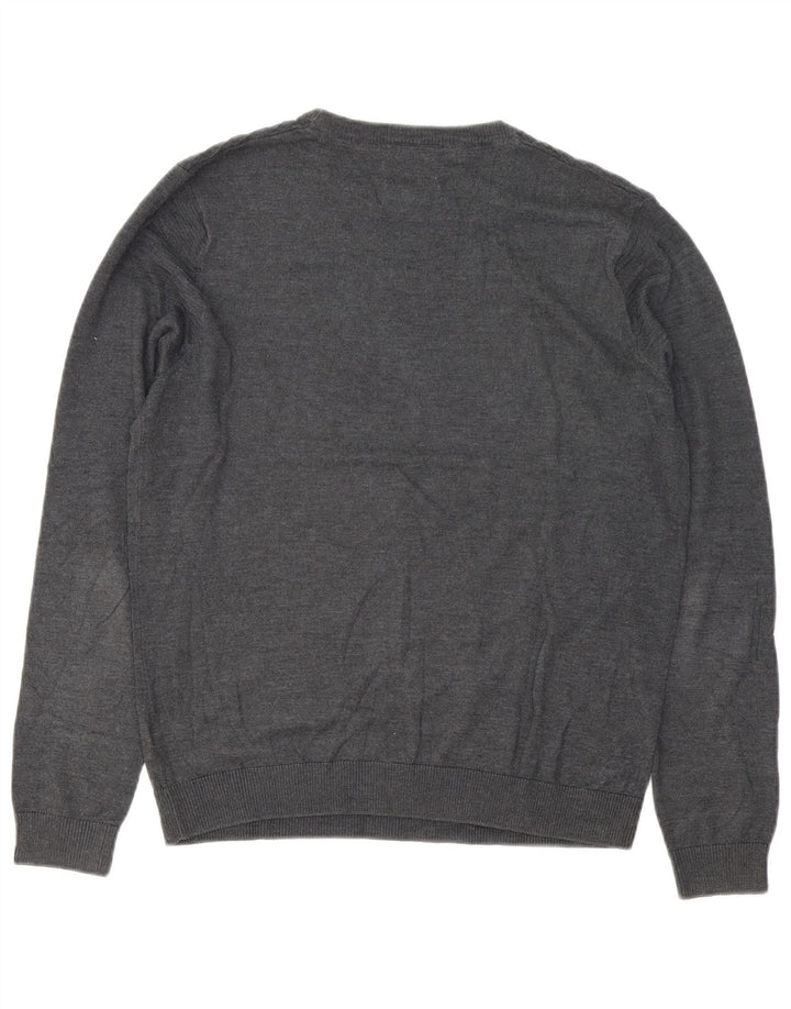 Suéter masculino Marks & Spencer com gola redonda e algodão cinza médio