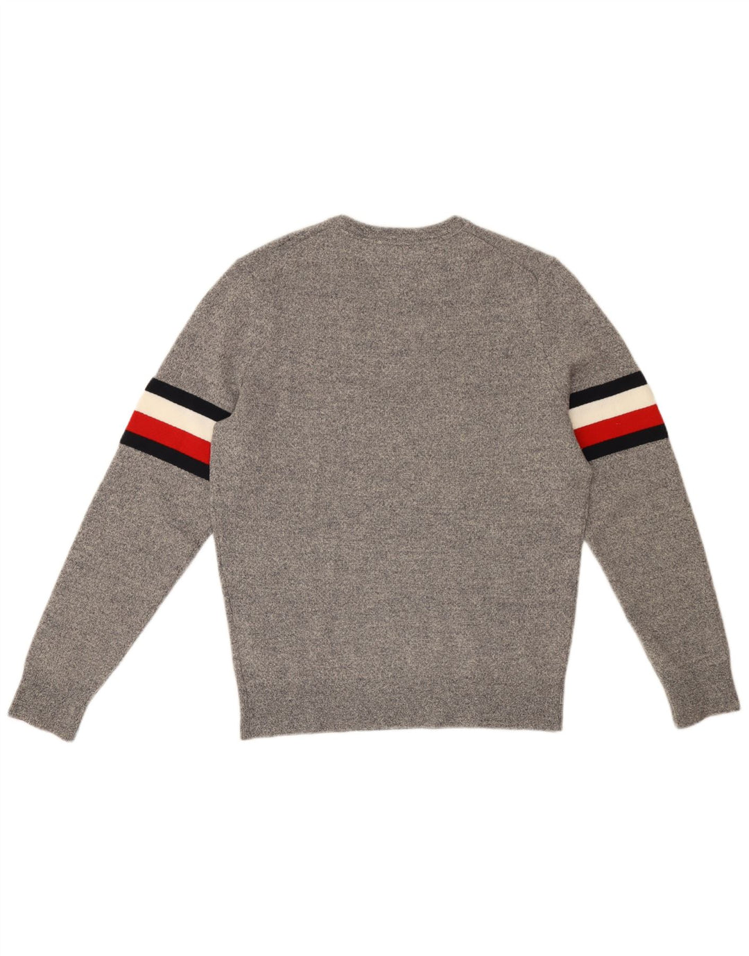 Suéter masculino TOMMY HILFIGER com gola redonda e lã colorblock cinza médio