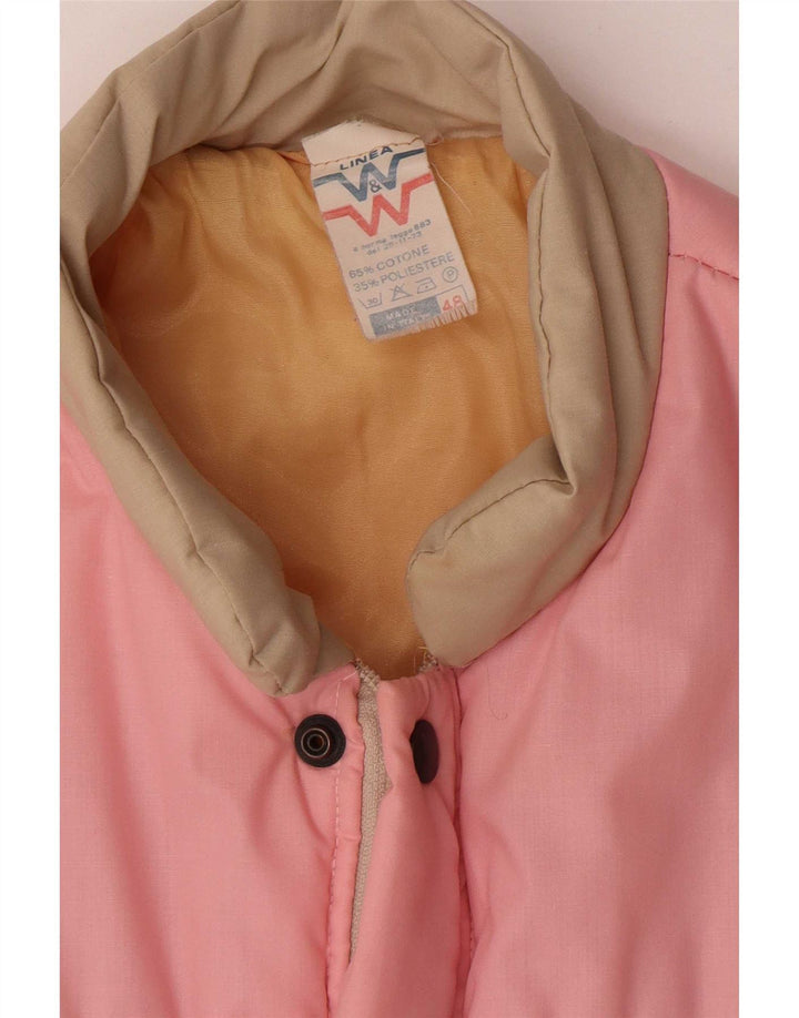Jaqueta acolchoada masculina vintage IT 48 algodão colorblock rosa médio