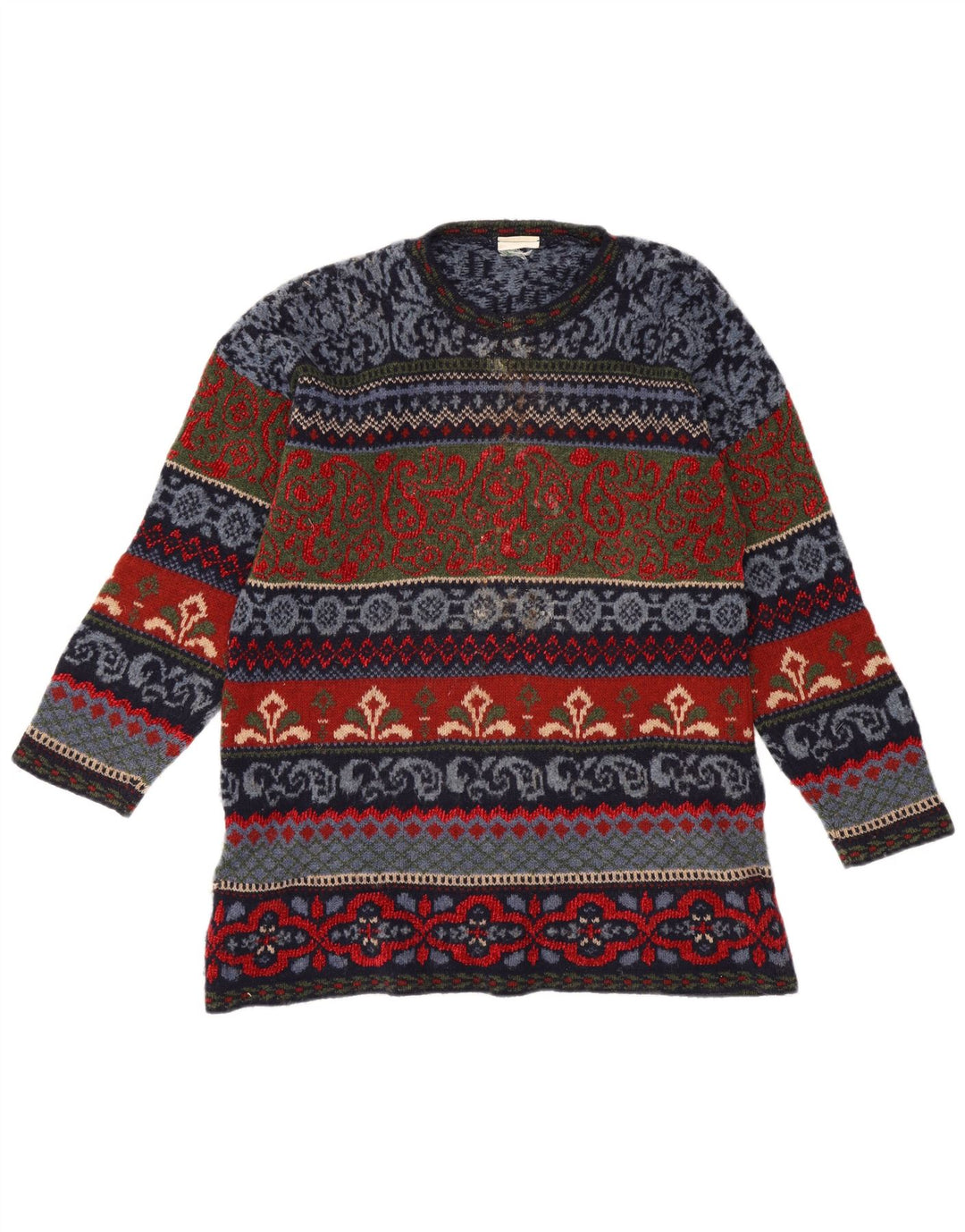 Suéter vintage masculino com gola redonda IT 44 médio multicolorido Fair Isle