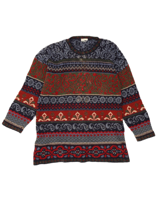 Suéter vintage masculino com gola redonda IT 44 médio multicolorido Fair Isle