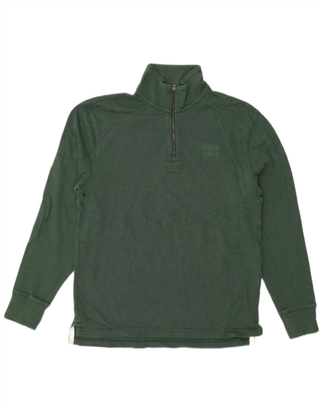 Suéter masculino J. Crew com zíper e gola em algodão verde pequeno