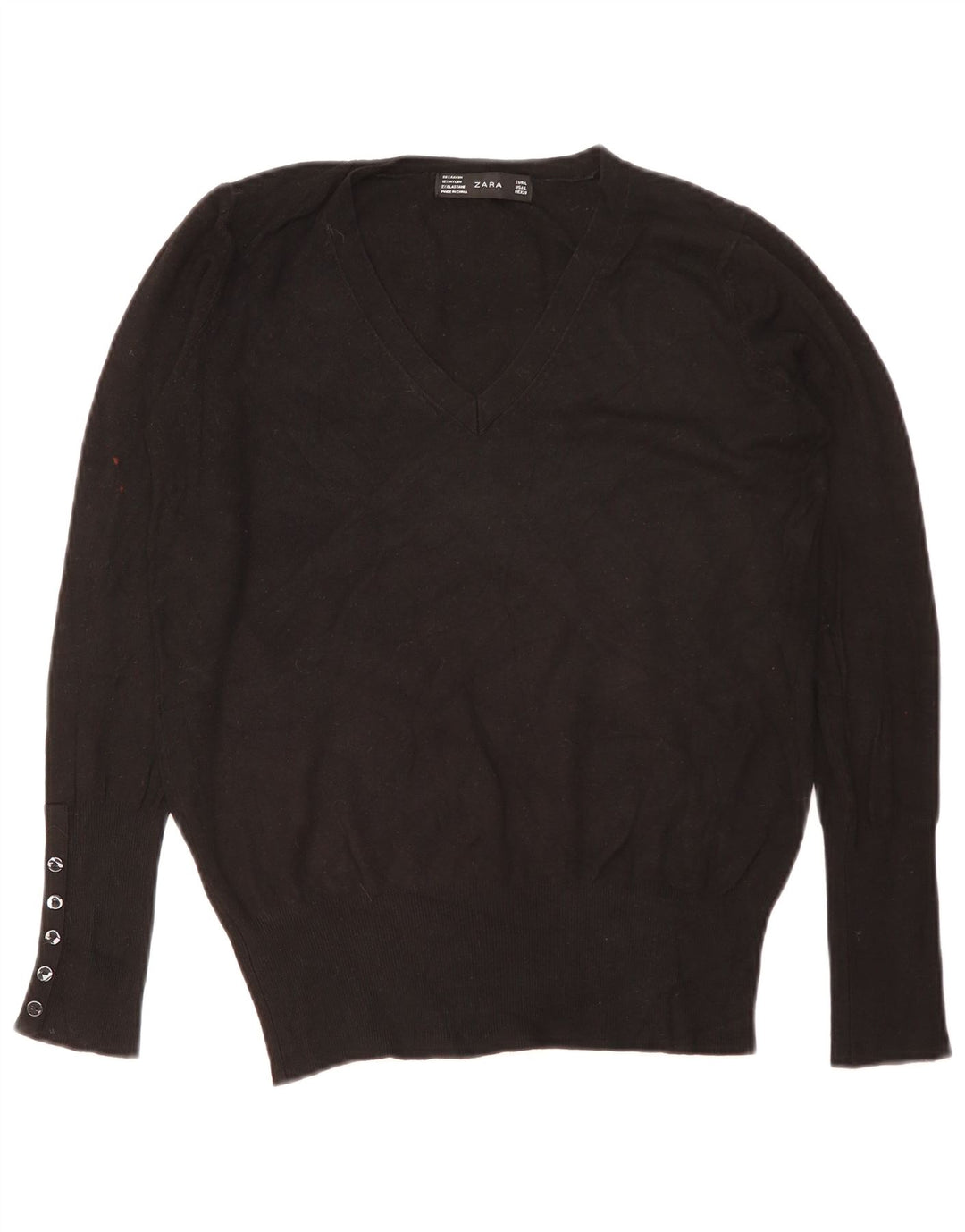 Suéter feminino Zara com decote em V Reino Unido 16 grande preto