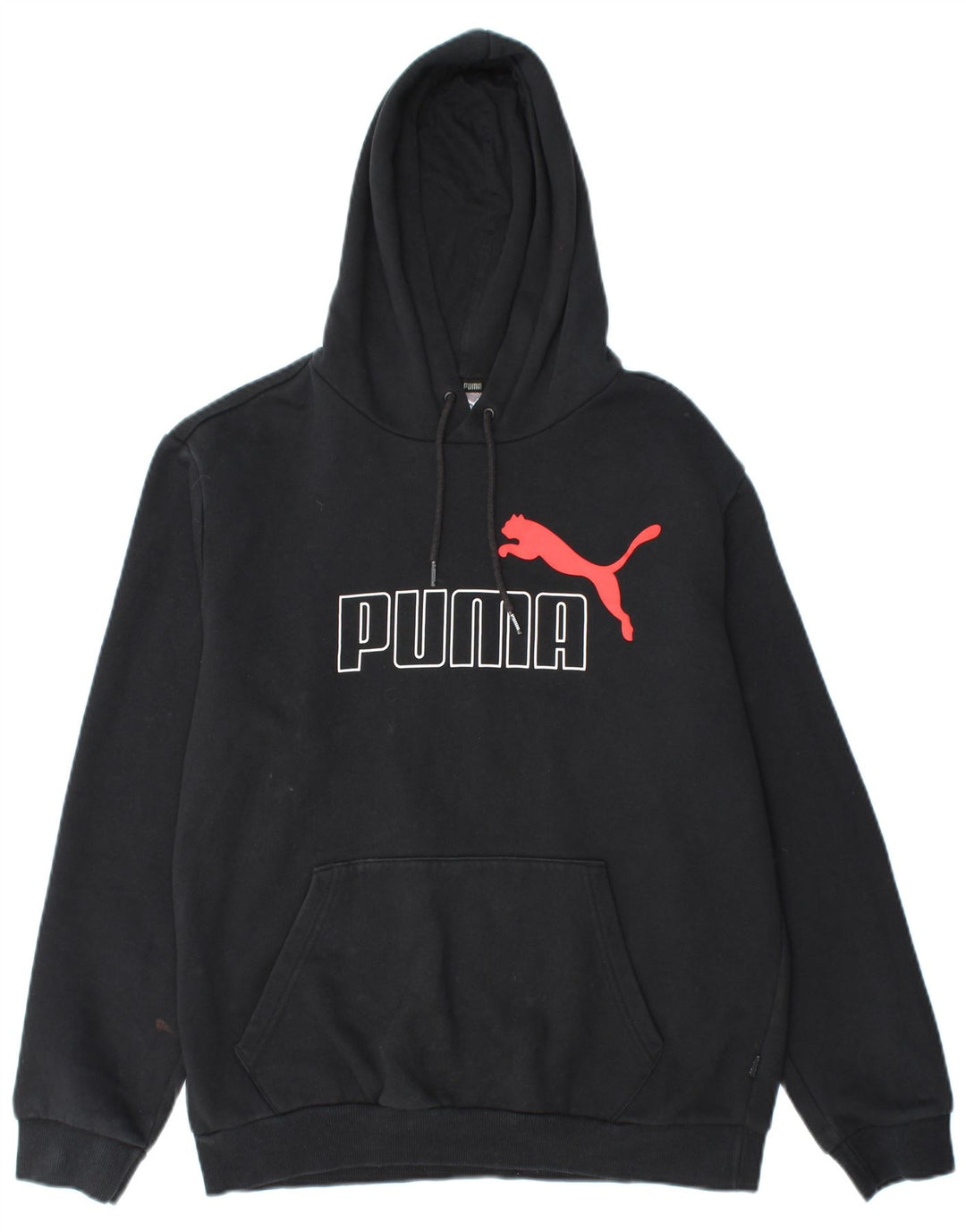 PUMA Mens Graphic Hoodie Jumper Médio Algodão Preto