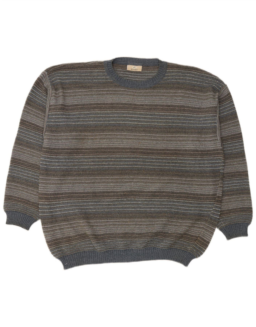Suéter masculino RODES com gola redonda 2XL algodão listrado multicolorido