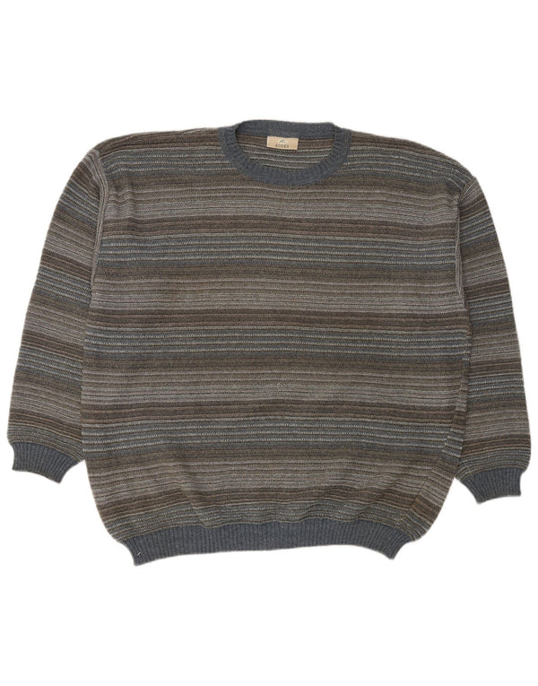Suéter masculino RODES com gola redonda 2XL algodão listrado multicolorido