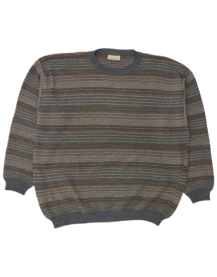 Suéter masculino RODES com gola redonda 2XL algodão listrado multicolorido