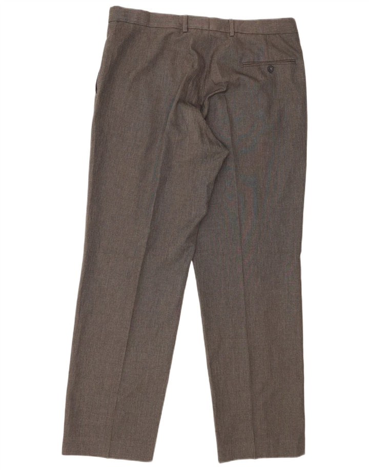Calça masculina de ajuste regular Marks & Spencer W36 L31 poliéster cinza